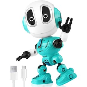Brinquedos recarregáveis de robôs falantes para crianças - Kit de robô de metal com olhos de LED sensíveis ao som e ao toque, corpo flexível, brinqued