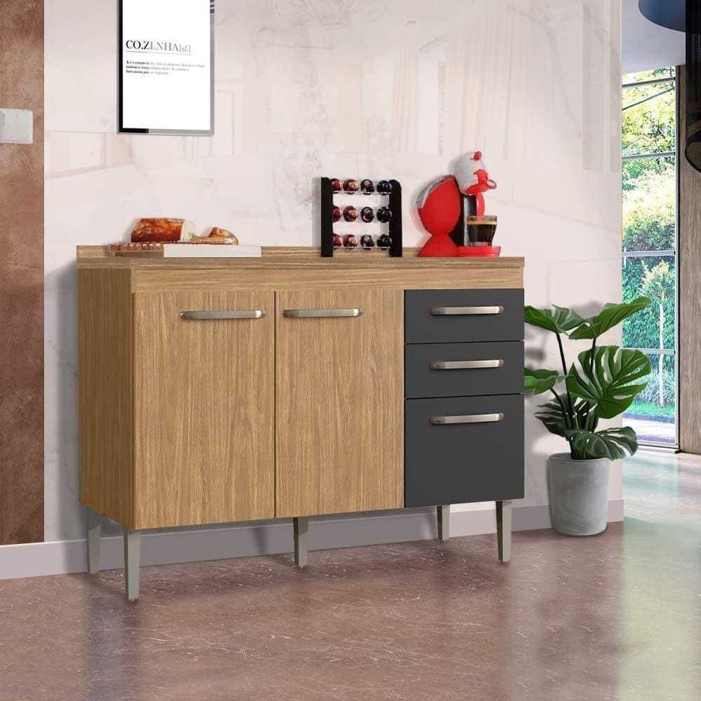 Balcão Para Cozinha Com Tampo Marrom Grafite Bélgica Casamia