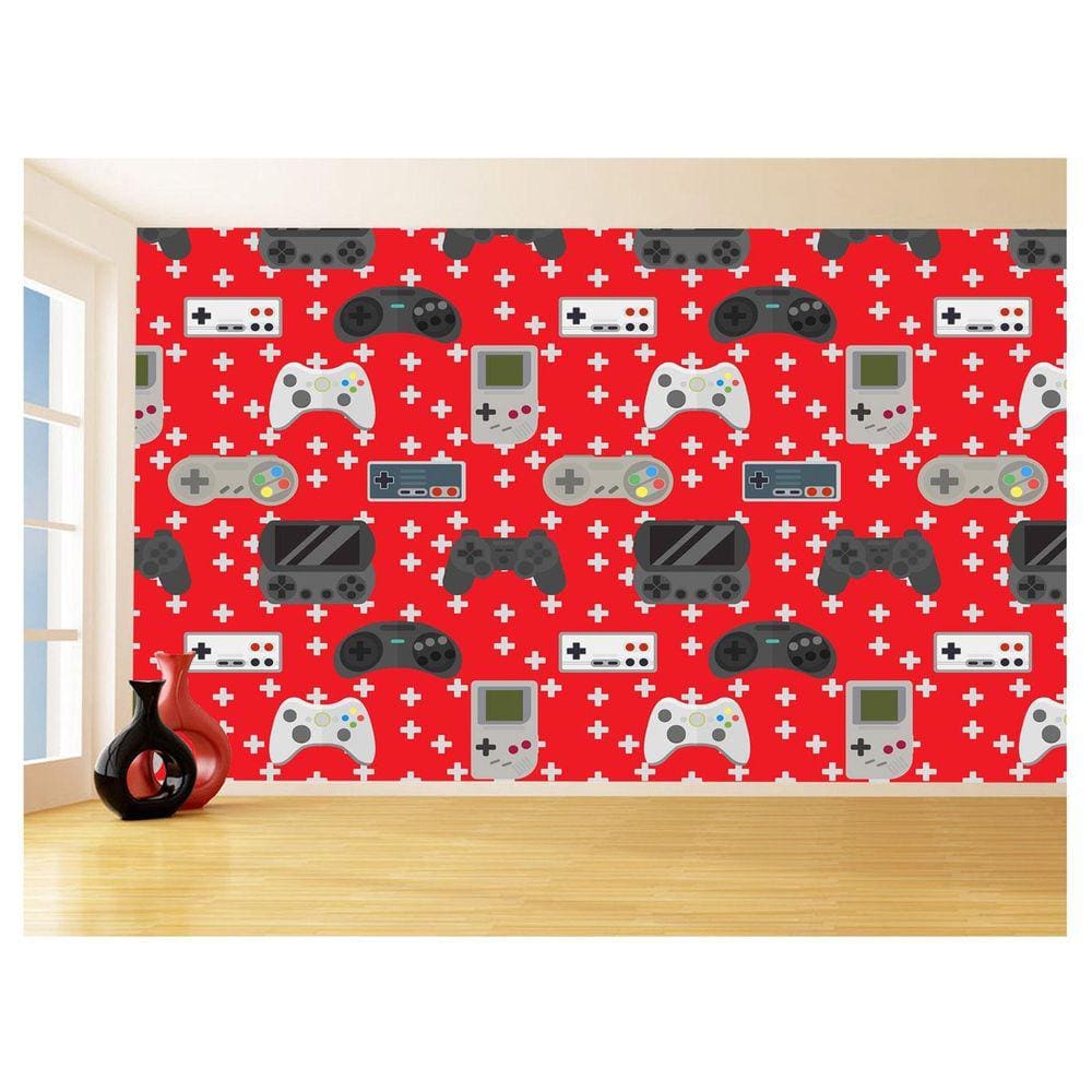 Papel De Parede 3D Infantil Controle Game Jogo 3,5M Azs269