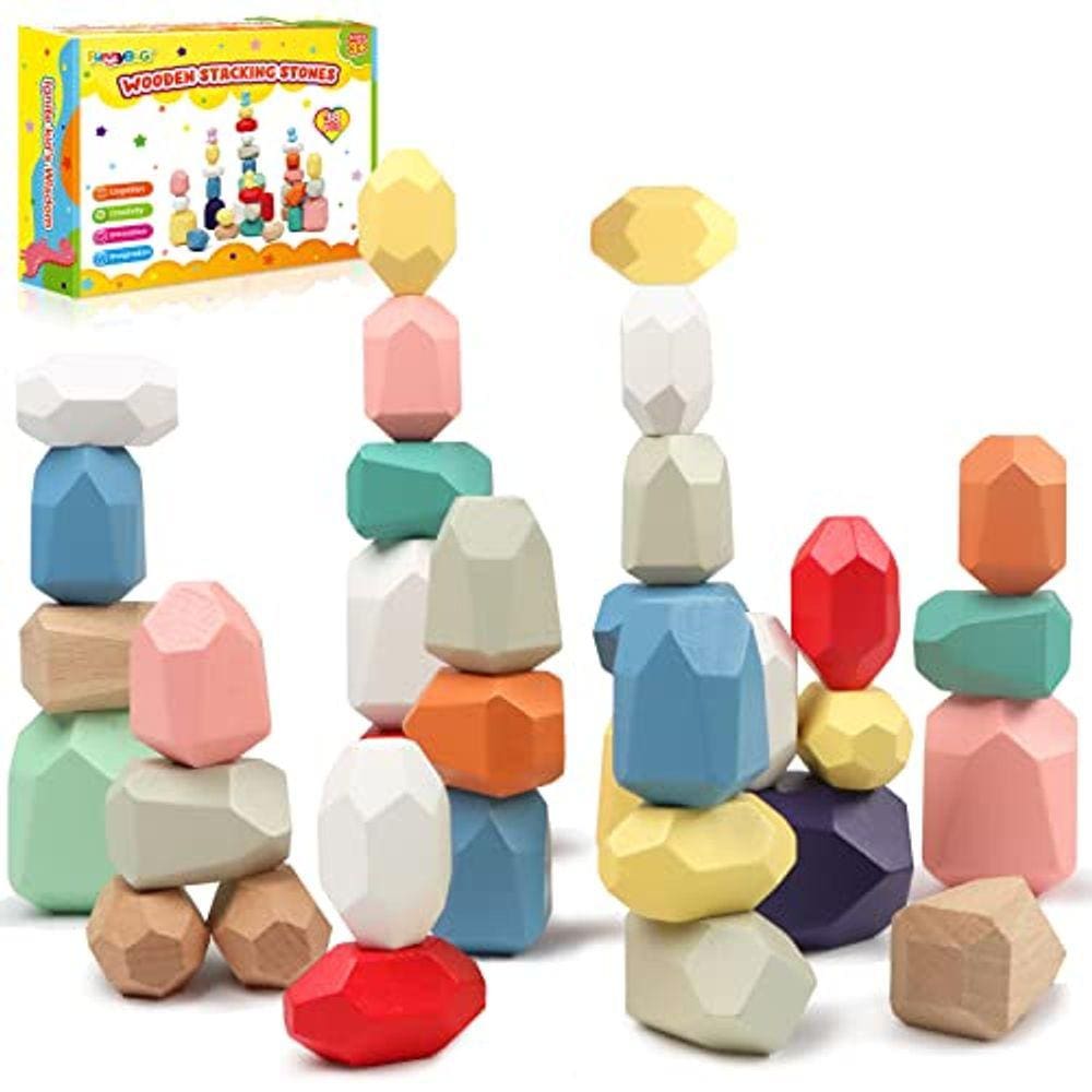 FUNNYB&G Wooden Stacking Rocks Balancing Stones