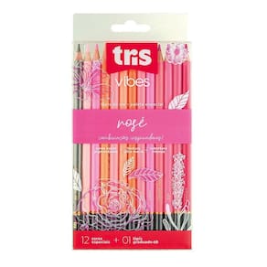 Lápis de Cor Vibes Rosé + Lápis 6B - 13 unid. - Mina Grossa