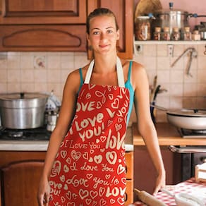 1 peça pai adulto The Family Kitchen Valentine`s Day Print Aventais de linho para família