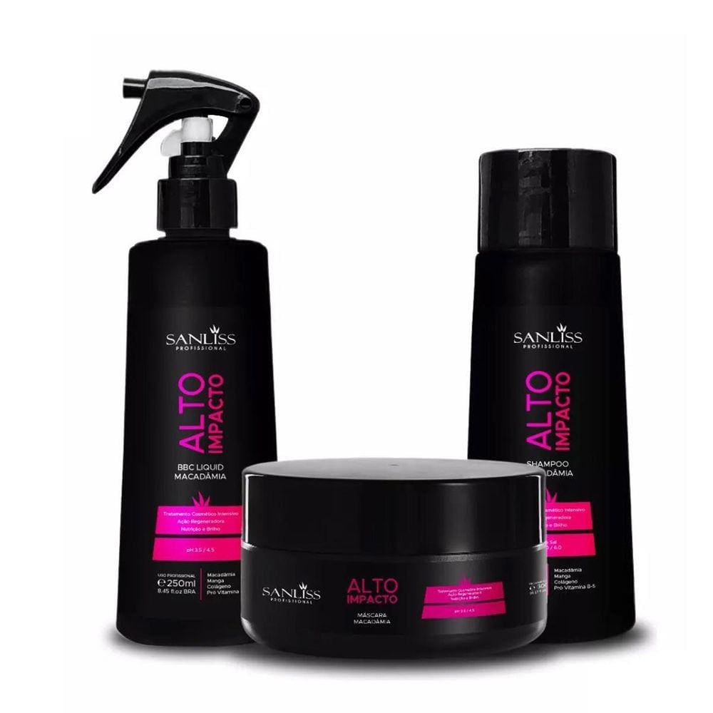 Kit Macadâmia Sanliss - Shampoo + Máscara + Leave-in
