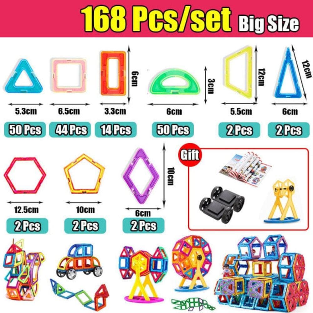 Grande Tamanho Magnético Designer Magnet Building Blocks Acessórios Construtivos Construtivos Construtivos Para Crianças| Magnético
