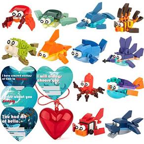 24pcs Criaturas do Mar Building Blocks Set w / Corações e Valen