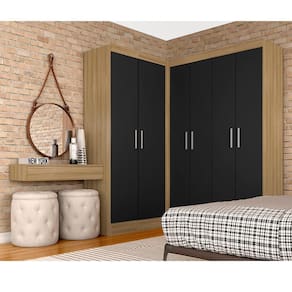 Guarda Roupa Solteiro Modulado Itala Boreal/preto - Móveis Arapongas