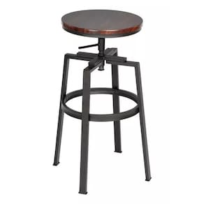 Banco Bar Giratorio Metal E Madeira 70x39cm - Premium Design