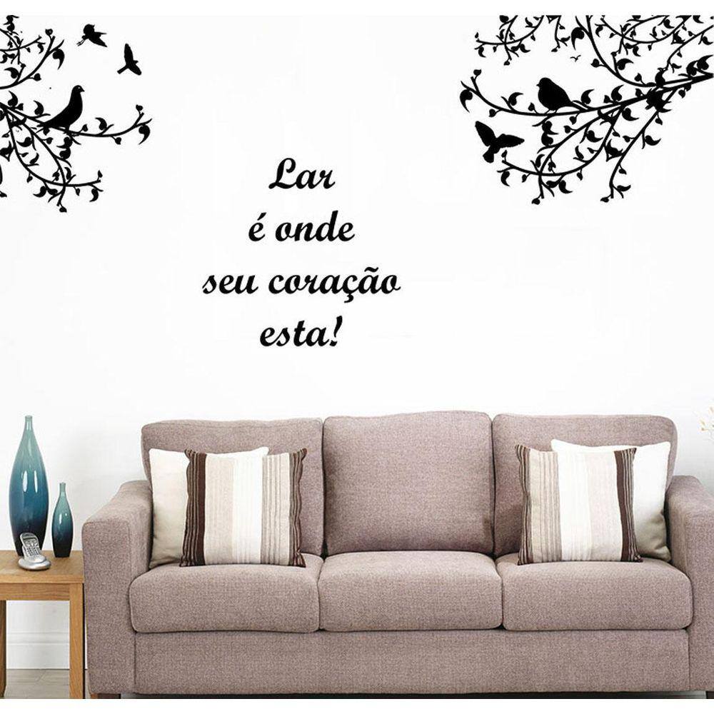 Adesivo Decorativo Galhos Com Frase Sobre Lar E Seu Coração