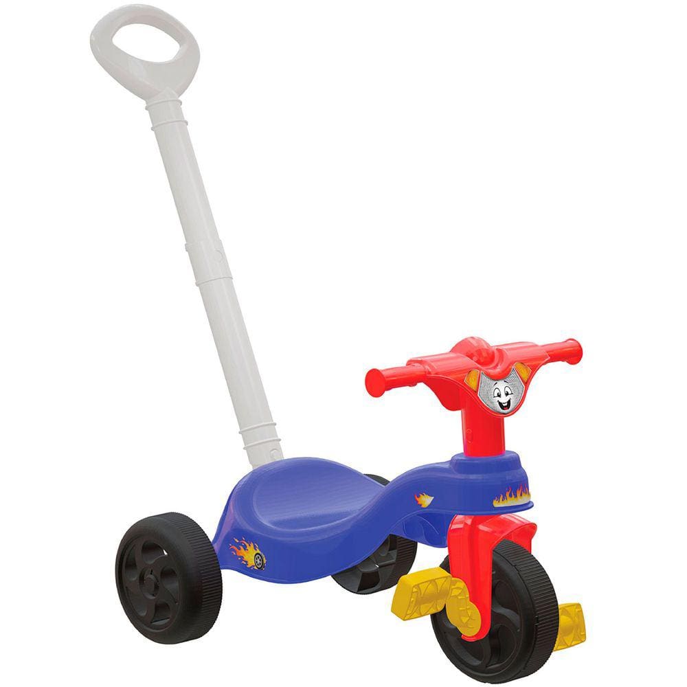 Triciclo infantil menina com empurrado