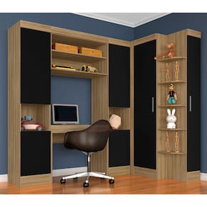 Guarda Roupa Modulado Com Penteadeira Cleo Boreal/preto - Móveis Arapongas
