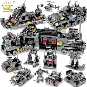 8 em 1 Swat Commando Truck Building Blocks City Helicopter