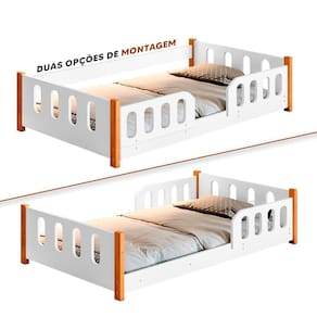 Cama Montessoriana Infantil Branca Marromissa Divaloto Com Colchão Probel Guarda Costas