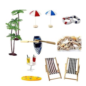 1 Conjunto Resina Criativa Ornamnet Summer Beach Micro Artificial