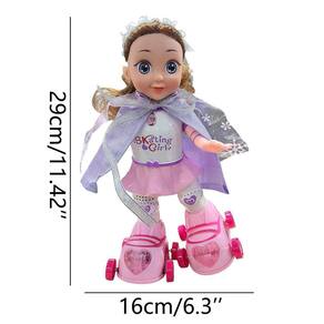 Boneca de patins infantis Música brilhante Brinquedo de boneca de menina fofa multifuncional