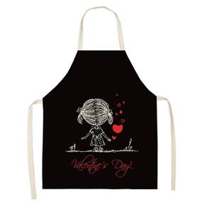 1 peça pai adulto The Family Kitchen Valentine`s Day Print Aventais de linho para família
