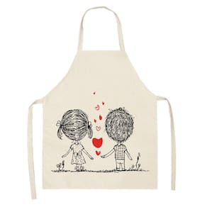 1 peça pai adulto The Family Kitchen Valentine`s Day Print Aventais de linho para família