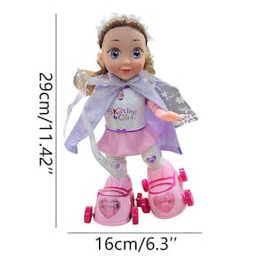 Boneca de patins infantis Música brilhante Brinquedo de boneca de menina fofa multifuncional