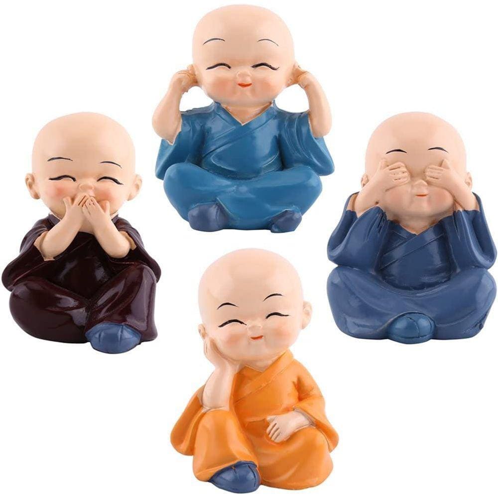 4pcs Cute Little Monks Figurine Statue, Cute Little M