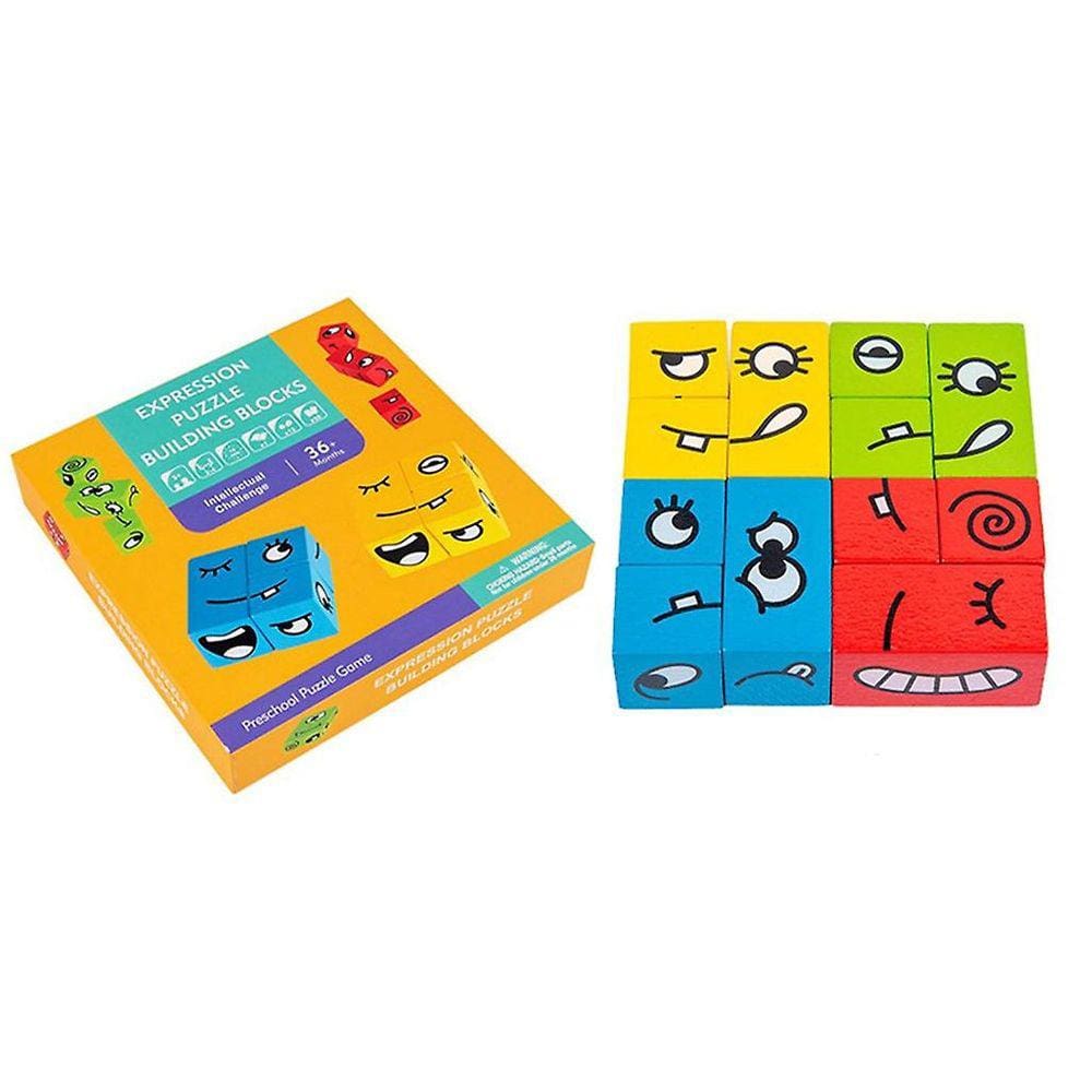 Funny Expression Puzzle Blocos de Construção Coloridos Brinquedos Educativos Montessori