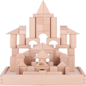 Conjunto de blocos de construção de madeira, 72 PCS Madeira l Empilhamento B