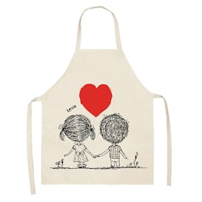 1 peça pai adulto The Family Kitchen Valentine`s Day Print Aventais de linho para família