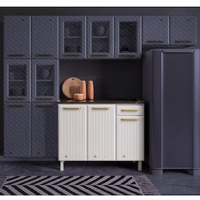 Balcão de Cozinha com Tampo 3 Portas 1 Gaveta Diamante Smart Telasul Branco