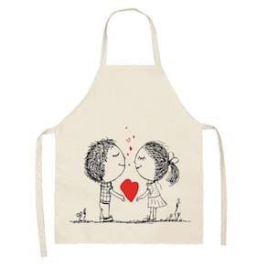 1 peça pai adulto The Family Kitchen Valentine`s Day Print Aventais de linho para família