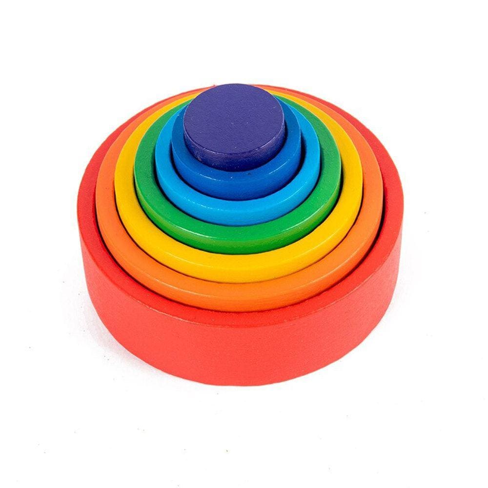 Quebra-cabeça infantil de madeira Arco-íris colorido para crianças criativas arco-íris blocos montessori crianças de brinquedo educacional