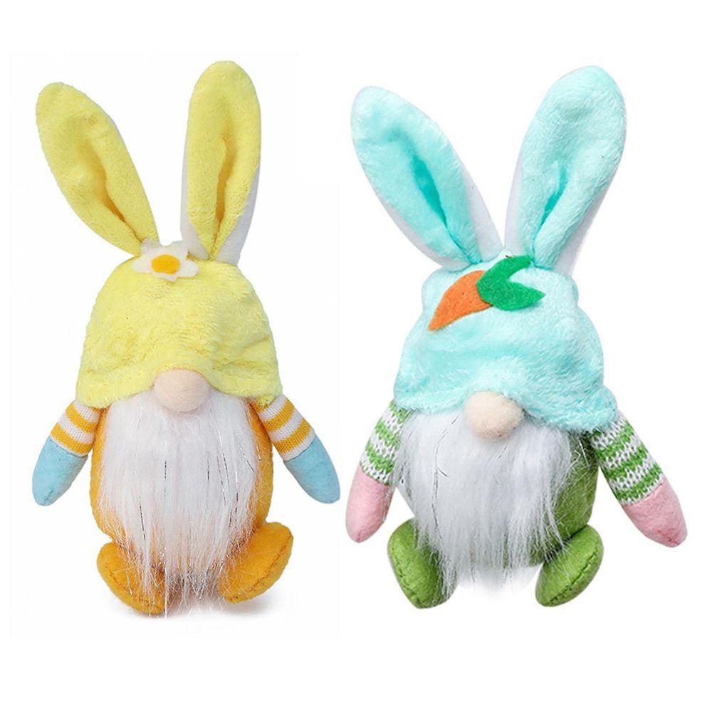 2pc decoração de páscoa lã coelhinho fofo boneca sem rosto decoração de casa boneca ornamento brinquedo