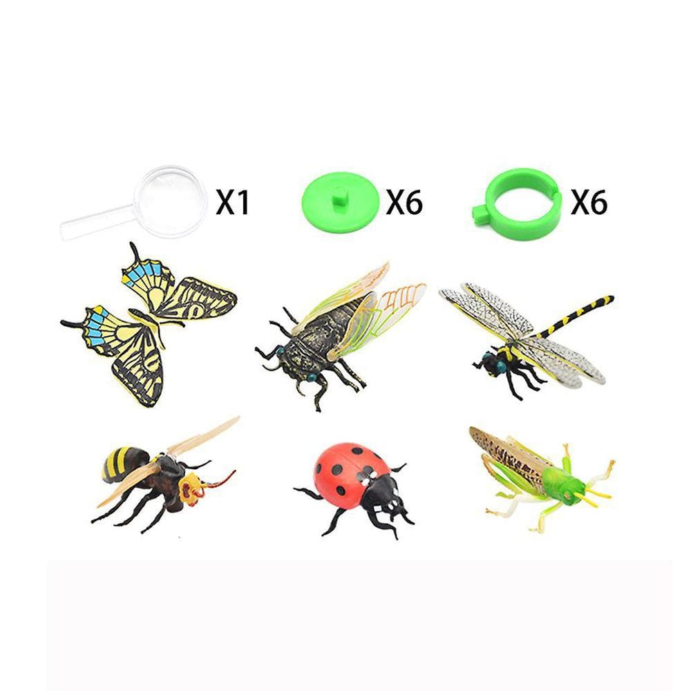 6 peças de simulação de plástico Wild Insects World Puzzle L
