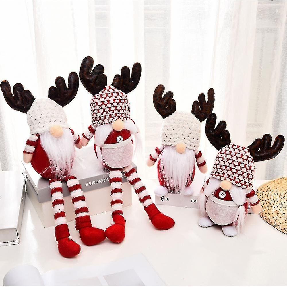Expositores de enfeites de férias estandes tranças de perna curta chifres de natal rudolph alce sem rosto boneca velho anão goblin boneca decoração