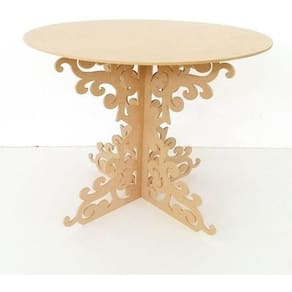 Mesa Redonda Arabesco Provençal MDF Cru 60x60x80 cm