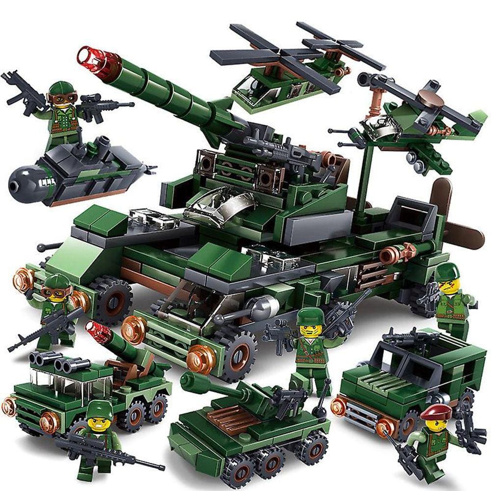 Carruagem de Tanque Militar 6 em 1 Compatível com Lego Educationa