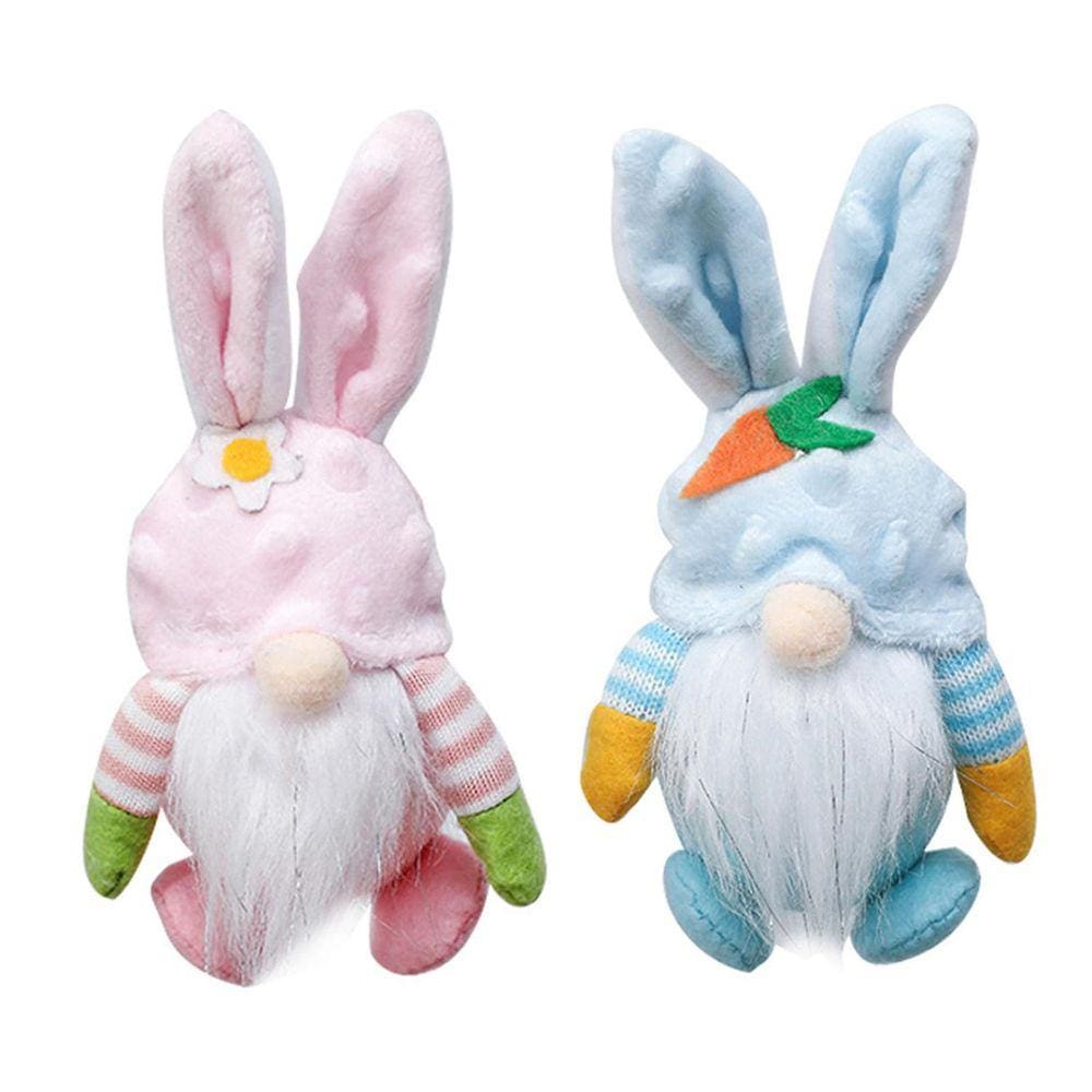 2pc decoração de páscoa lã coelhinho fofo boneca sem rosto decoração de casa boneca ornamento brinquedo