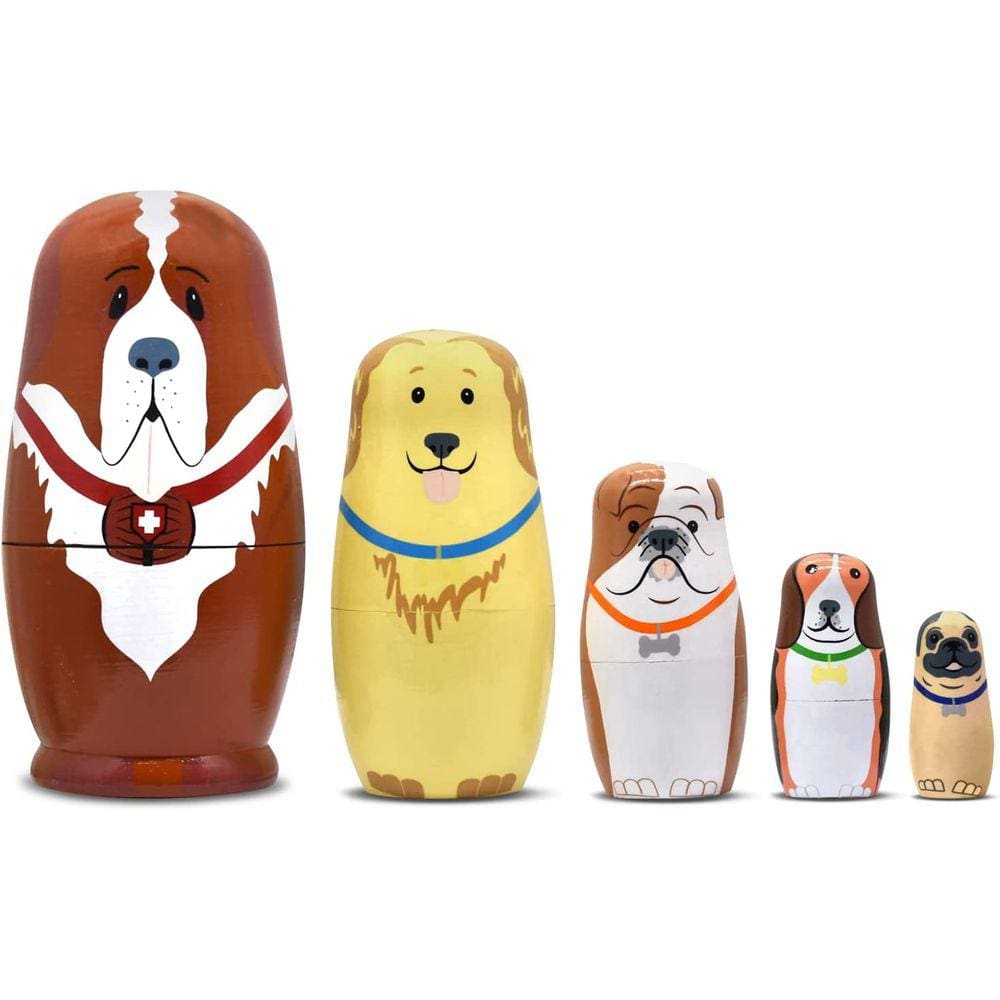 Handmade Dog Nesting Dolls 5 PCes russo Matryoshka Dolls Wi