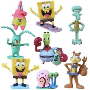 8pcs Bob Esponja Patrick Squidward Tentáculos Mini Figure Brinquedos