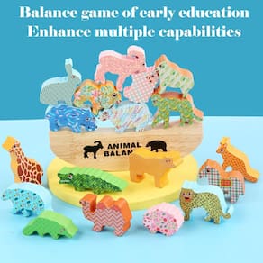 Crianças Montessori Madeira Equilíbrio animal blocos tabuleiro jogos de brinquedo elefante educacional empilhamento de bloco de construção high buildi