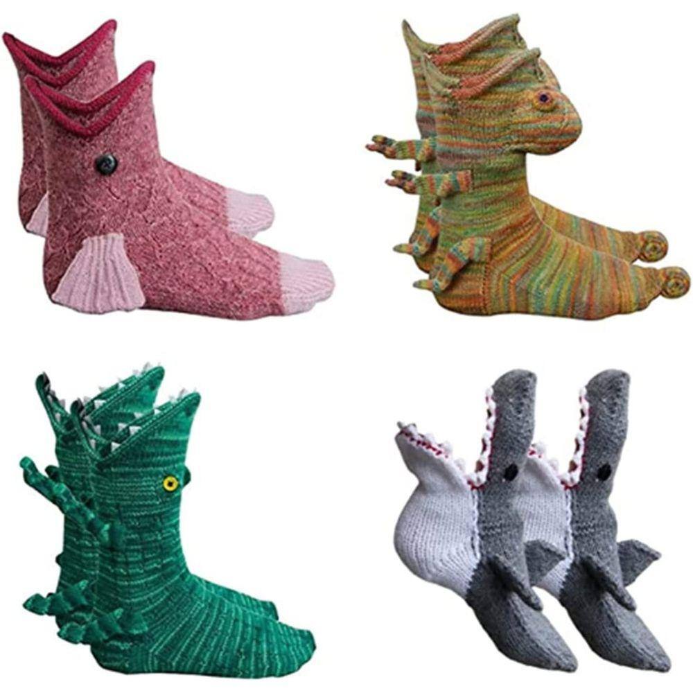 Cartoon Crocodile Shape Malha Meias, Forma Animal Criativa S