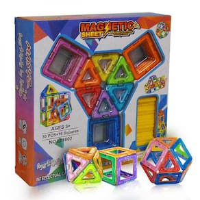 46 peças de brinquedo magnético construindo brinquedos de quebra-cabeça para crianças 30 Pcs Ímãs 16 Pcs Square
