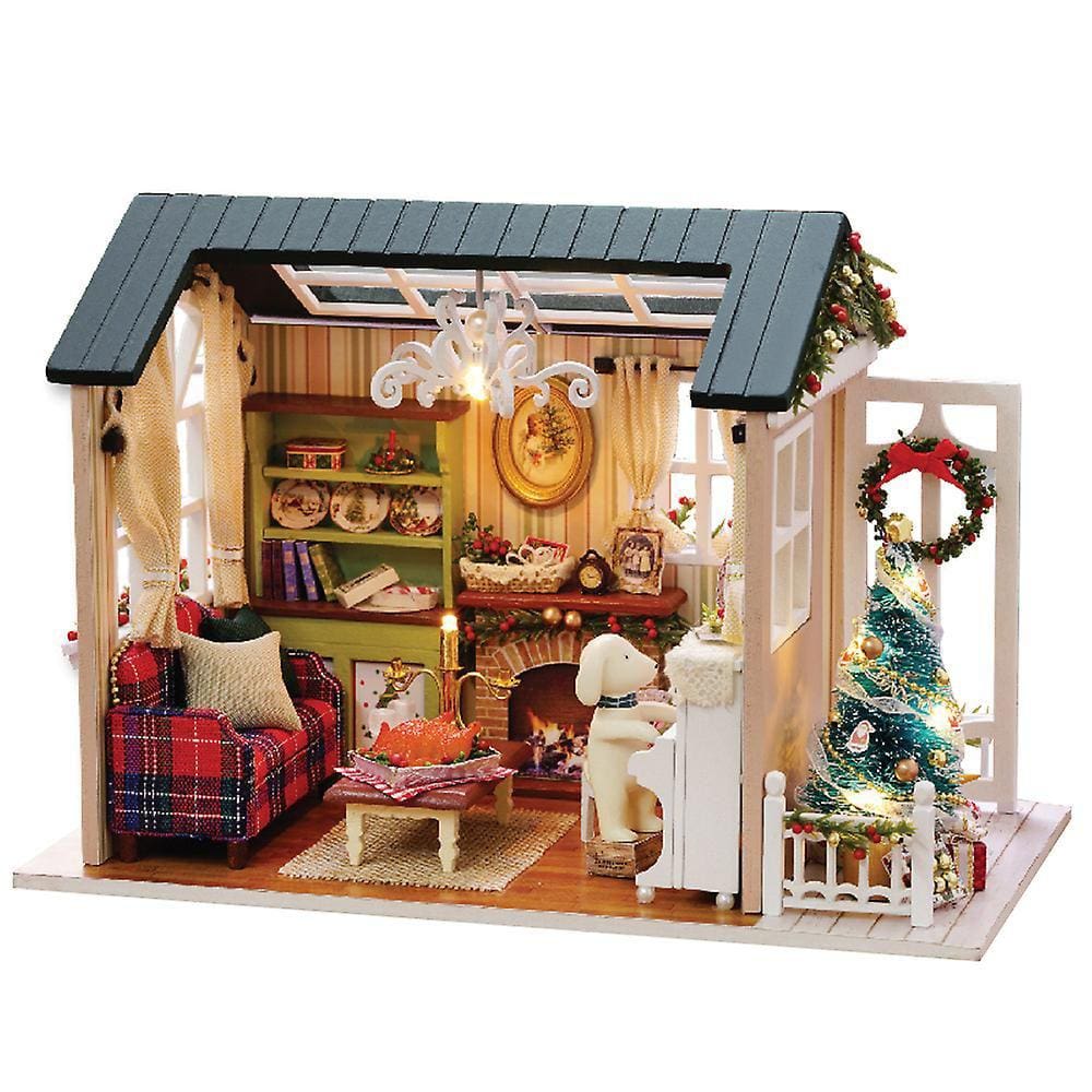Casa de Bonecas de Madeira Mini de Natal