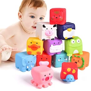 BRINQUEDINHOS DIVERTIDOS Blocos de empilhamento macios para bebê, cubo macio B