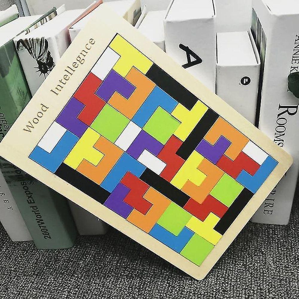 Montessori Tetris Brinquedo de Madeira Brinquedo Criativo Blocos DeStruimento Plano Figuras Geométricas Montessori