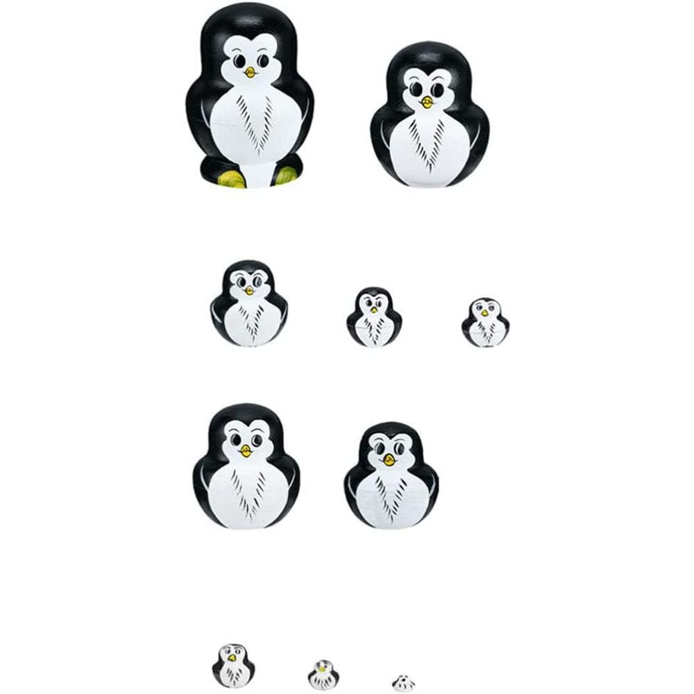 Bonecas de nidificação de pinguins, bonecas de madeira Matryoshka Nesting Anima