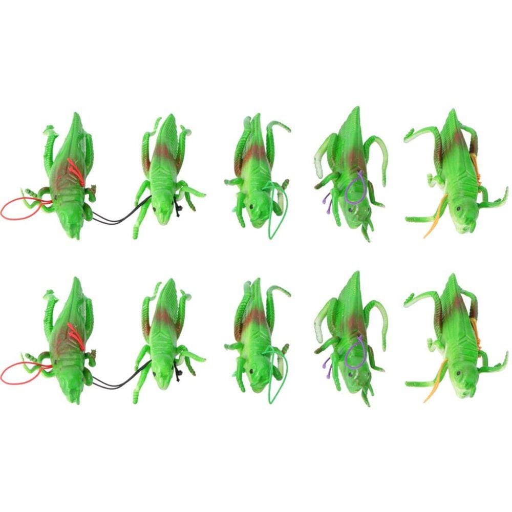 10pcs Plástico Gafanhotos Brinquedos Plásticos Insetos Figuras Falsos Insetos Verdes para Crianças Crianças Educação Halloween Abril Fools Day Festa T