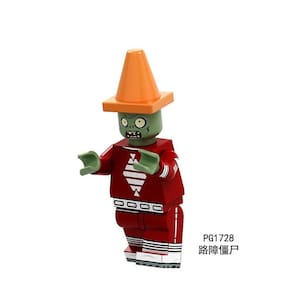 8pcs Plants Vs. Zombies Série Bucket Cowboy Barricada Zombie Assembled Building Block Minifigure Toy