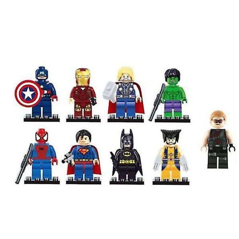 9 Pcs Marvel Vingadores Super Herói Super Herói Mini Figuras Dc Minifigure Gift Se encaixa Lego