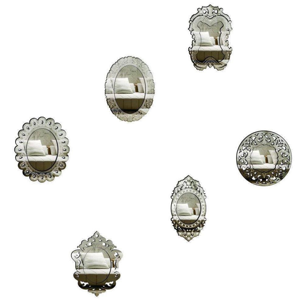 Kit Mini Espelhos Venezianos Ddek Taranto 6 Peças