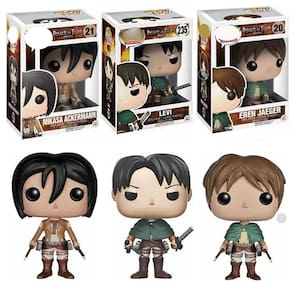 3pcs Ataque em Titã Levi Action Figure Anime Figma Eren Jaeger Mikasa Ackerman Levi Rivaille Rival Ackerman On Sofa Model Toy Gift| Figuras de Ação