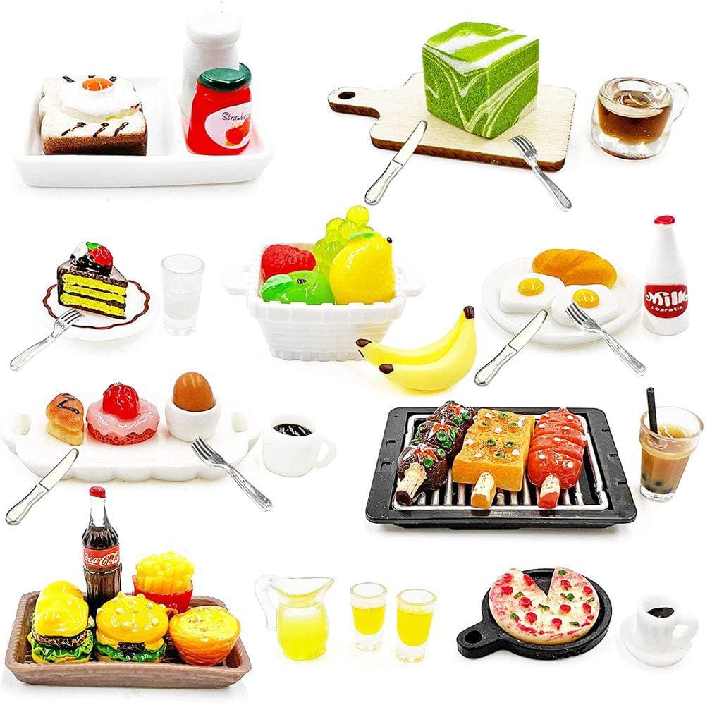 10 Set 50 Peças Miniatura Alimentos Fits Doll Acessórios Mini D