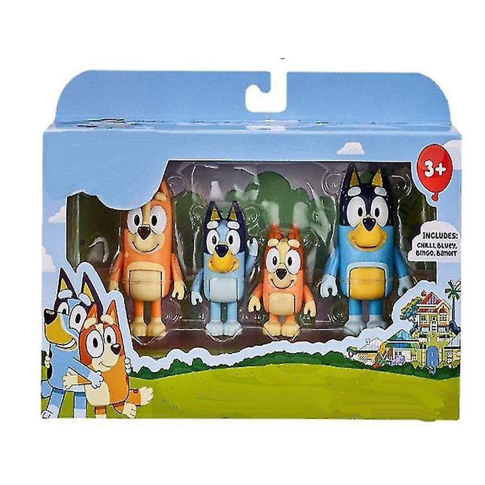 Figura de ação Bluey e Amigos Brinquedos da Família 4 PCS Set Childr